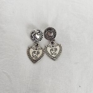 Brighton Puffed Heart Post Earrings Silver-Tone Dangle